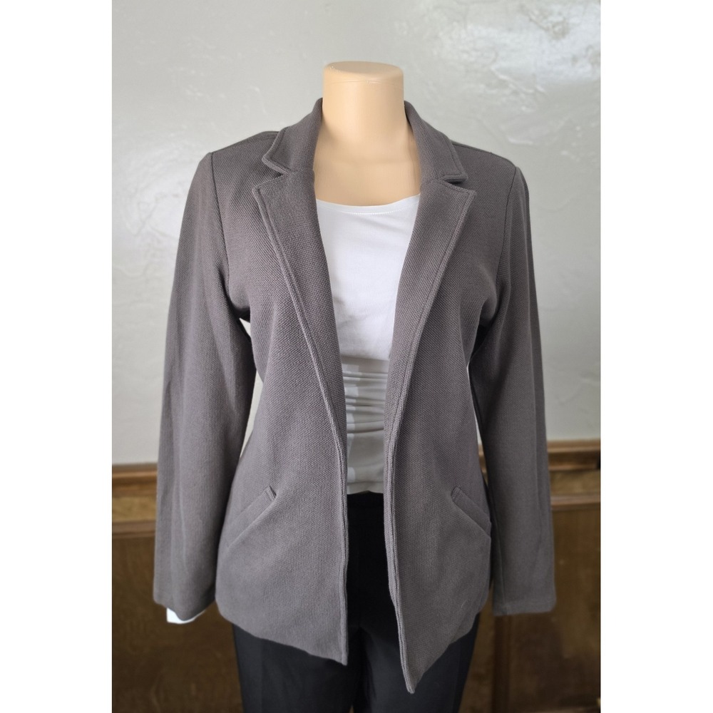 Matty M Women Knit Boyfriend Blazer Pebble  Size M No Iron Business Casual